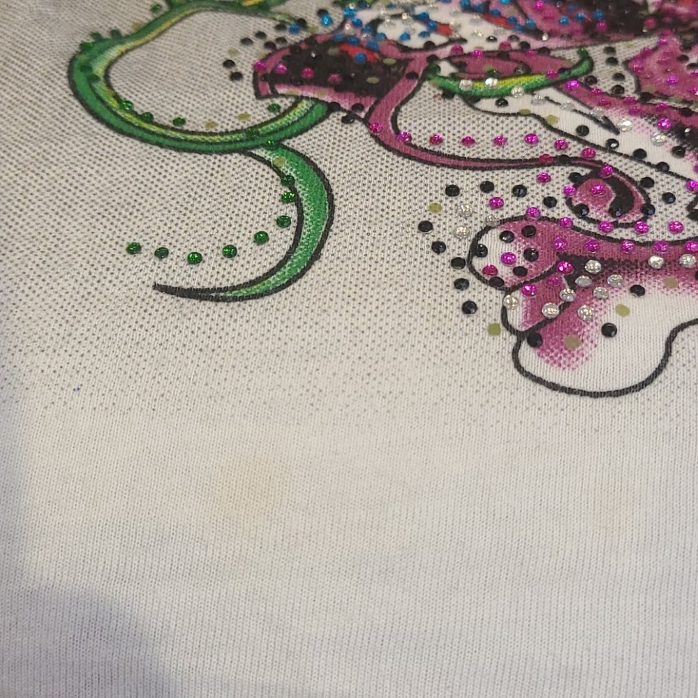 Ed Hardy extra long tee with logo and crystals Med - Picture 16 of 16